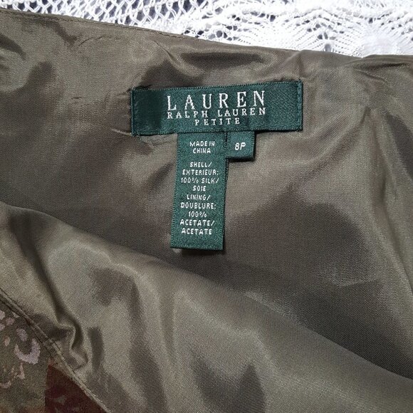 LRL Lauren Ralph Lauren silk skirt green size 8P - Picture 8 of 9